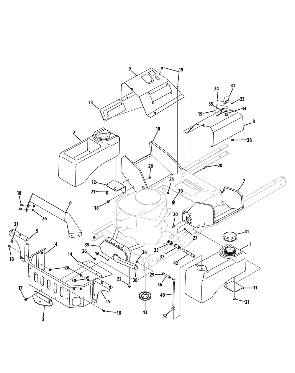 Engine Connections Diagram and Parts List for Z-FORCES60 17AI5GHD-2010Z-17AI5GHD210-17AI5GHD010-2010u-Base-Model Cub Cadet Lawn Tractor
